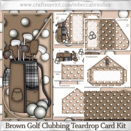 Brown Golf Clubbing Teardrop Card Kit