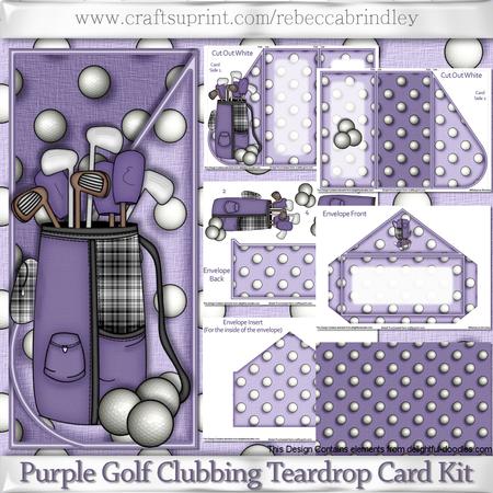 Purple Golf Clubbing Teardrop Card Kit