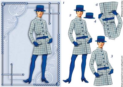 Flirty Frocks in Blue Decoupage