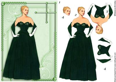 Flirty Frocks in Green Decoupage