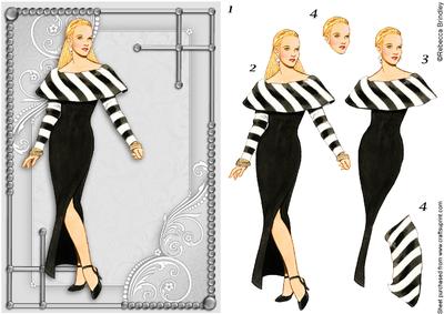 Flirty Frocks in Charcoal Decoupage