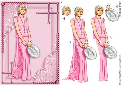Flirty Frocks in Pink Decoupage