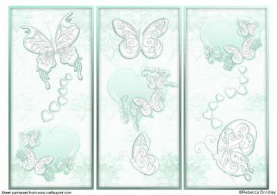 Romantic Butterflies in Spearmint Green
