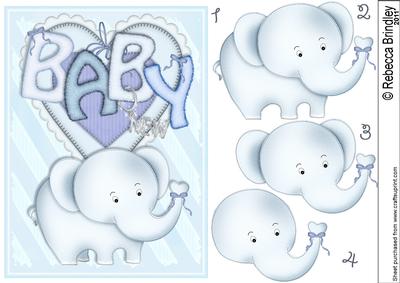 Baby Nellie in Blue Decoupage
