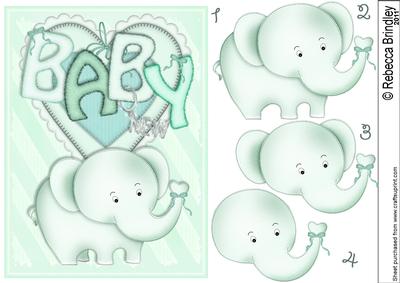 Baby Nellie in Mint Decoupage