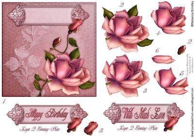 5x5 Blush Rose Decoupage