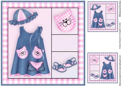 Little Miss 8x8 Card Front in Blue and Pink