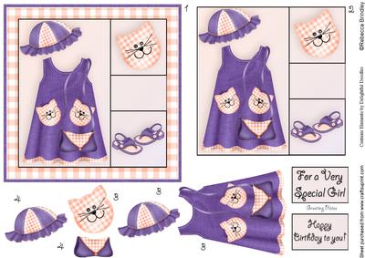 Little Miss 5x5 Decoupage in Purple and Peach