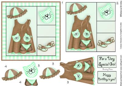 Little Miss 5x5 Decoupage in Chocolate and Mint