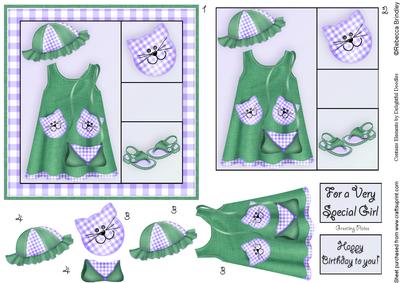 Little Miss 5x5 Decoupage in Heather and Fern