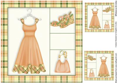 Frocking It 8x8 Card Front in Peach
