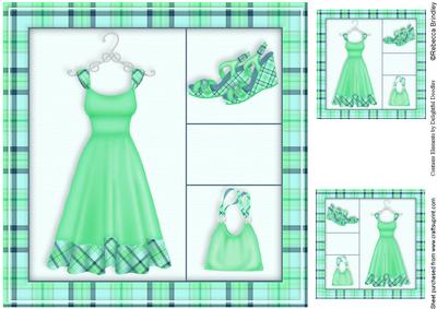 Frocking It 8x8 Card Front in Green