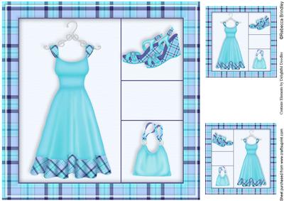 Frocking It 8x8 Card Front in Blue