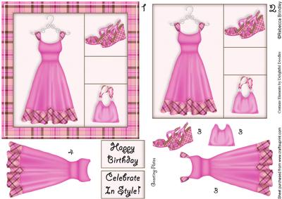 Frocking It 5x5 Decoupage in Pink