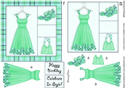 Frocking It 5x5 Decoupage in Green