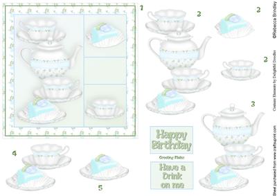 Time 4 Tea 5x5 Decoupage in Turquoise