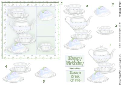 Time 4 Tea 5x5 Decoupage in Blue