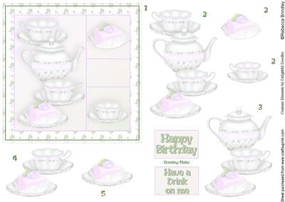 Time 4 Tea 5x5 Decoupage in Purple