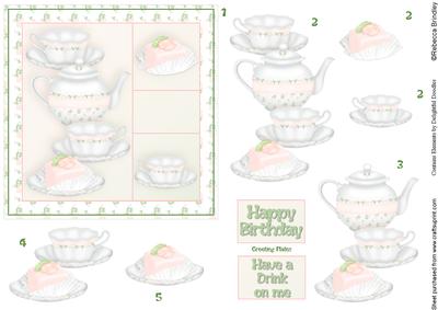 Time 4 Tea 5x5 Decoupage in Pink