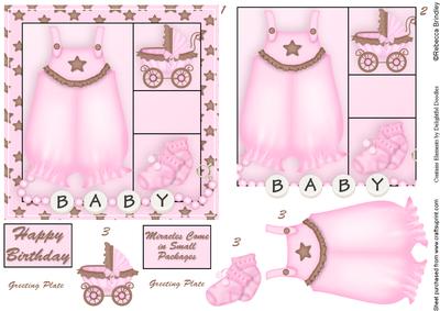 Baby Bloomers 5x5 Decoupage in Pink