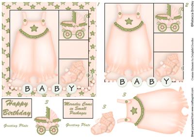 Baby Bloomers 5x5 Decoupage in Peach