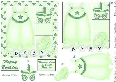 Baby Bloomers 5x5 Decoupage in Green