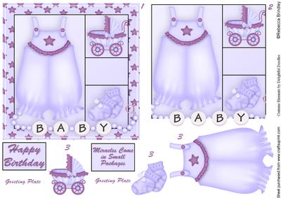 Baby Bloomers 5x5 Decoupage in Purple