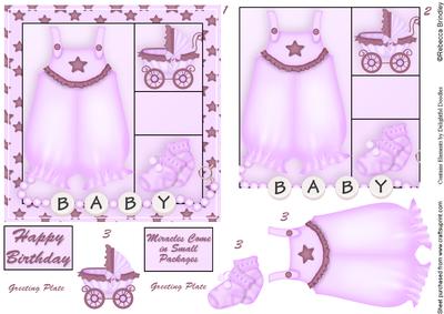 Baby Bloomers 5x5 Decoupage in Raspberry