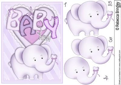Baby Nellie in Purple Decoupage