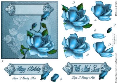 5x5 Midnight Rose Decoupage