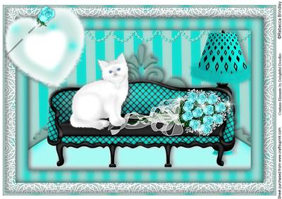 Princess Kitty A4 in Turquoise (blank Greeting)
