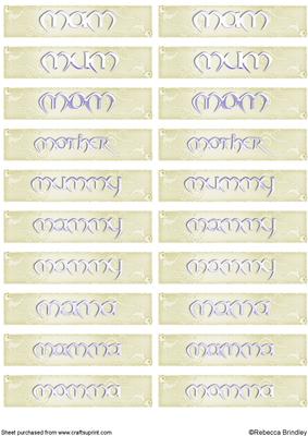 Nameplates for Mother in Pastel Olive/purple