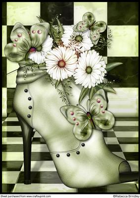 Minty Flowerheads Over Heel A4