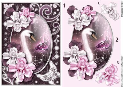 Midnight Swan in Pink Decoupage