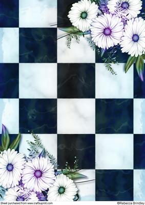 Blue Flowerheads Over Heel Backing Paper One