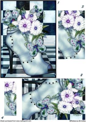 Blue Flowerheads Over Heel Pyramid
