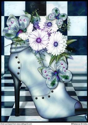 Blue Flowerheads Over Heel A4