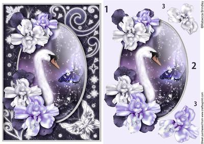 Midnight Swan in Purple Decoupage