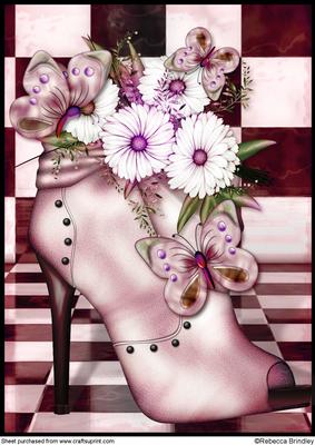 Pink Flowerheads Over Heel A4