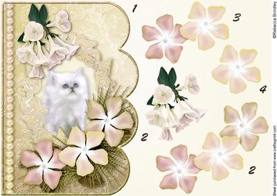 Dreamy Kitten 2 Scalloped Edge Card Decoupage