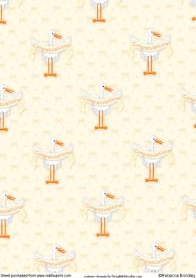 Baby Stork Neutral Backing Paper