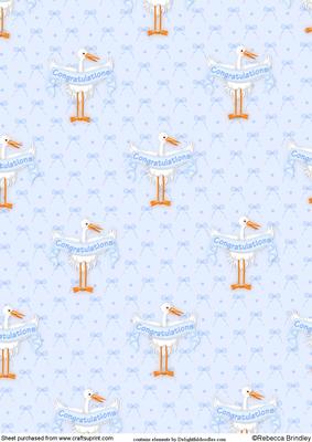Baby Stork Boy Backing Paper