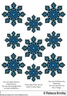 Blue Christmas Candy Canes Star Tiles