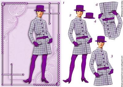 Flirty Frocks in Mauve Decoupage