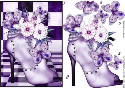 Lavender Flowerheads Over Heel Decoupage