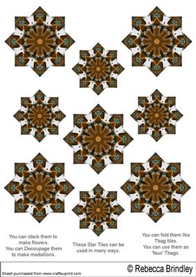 Copper Xmas Candy Canes Star Tiles