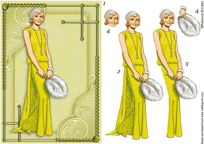 Flirty Frocks in Mustard Decoupage