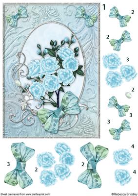 Blue Opalescent Bouquet Decoupage