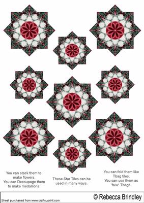 Red Christmas Candy Canes Star Tiles