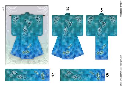 A6 Sealife Kimono Card in Turquoise Decoupage